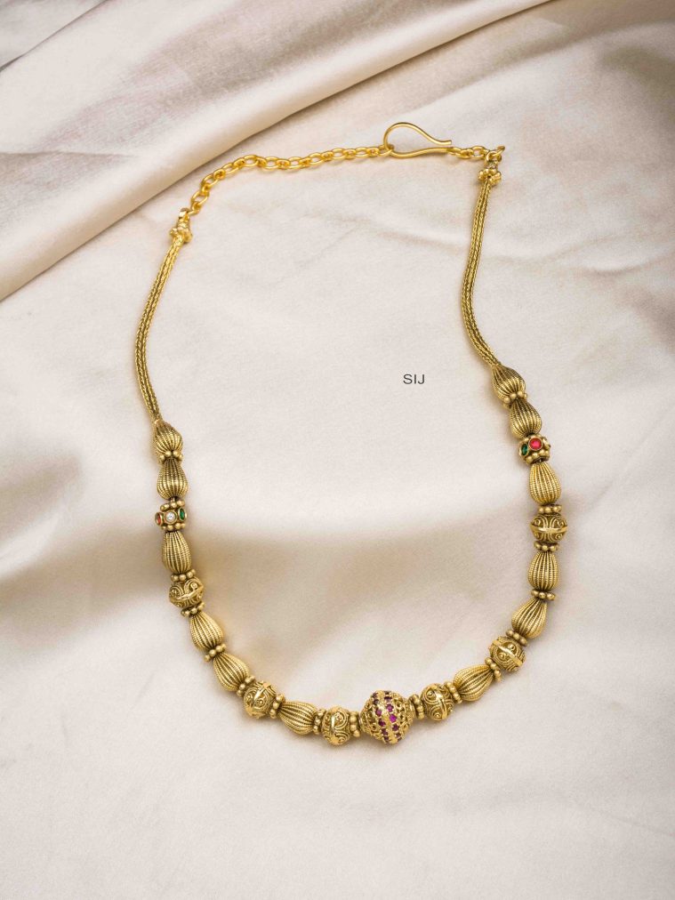 Antique Finish Golden Beads Necklace