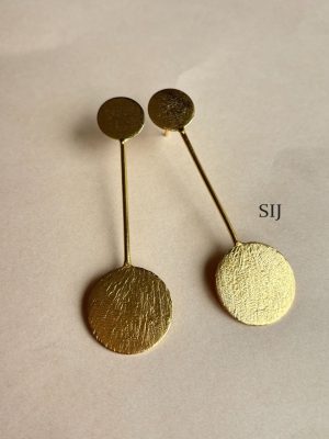 Gold Finish Long Earrings
