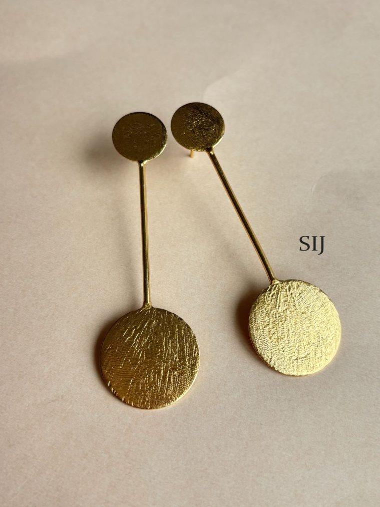 Gold Finish Long Earrings