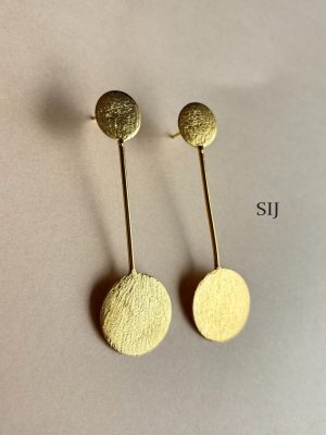 Gold Finish Long Earrings