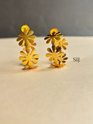 Gold Finish Flower Ring Type Earrings