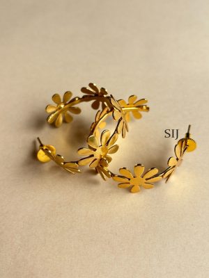 Gold Finish Flower Ring Type Earrings
