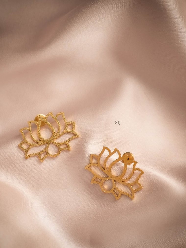 Traditional Lotus Design Anti Tarnish Ear Studs