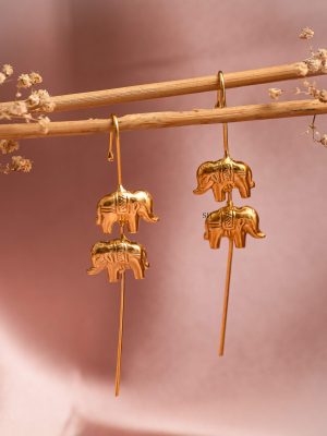 Traditional Twin Elephant Anti Tarnish Ear Pins
