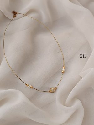 Gold Finish Single Beaded Invisible Necklace