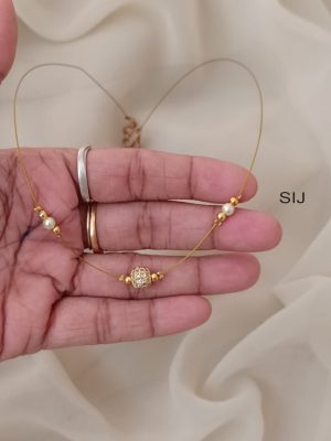 Gold Finish Single Beaded Invisible Necklace