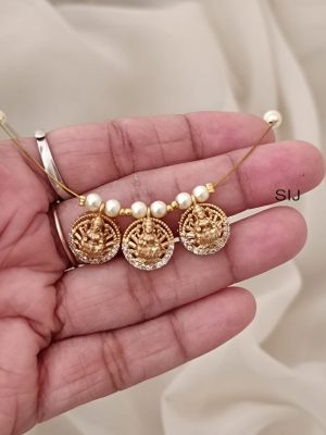 Antique Tri Lakshmi Pendant Invisible Necklace