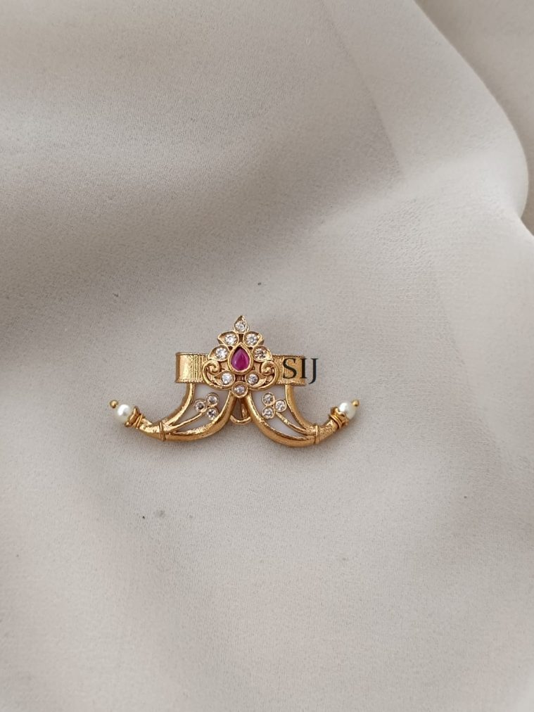 Gold Finish AD Stones Tiger Nail Pendant