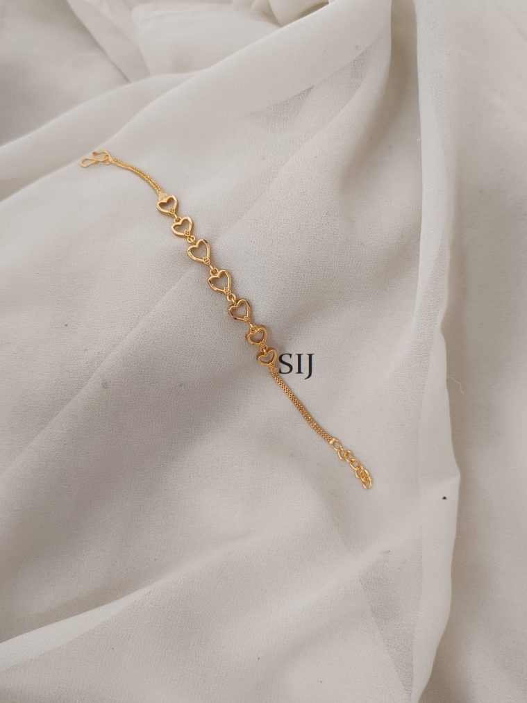 Gold Finish Heart Shape Chain Bracelet