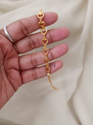 Gold Finish Heart Shape Chain Bracelet