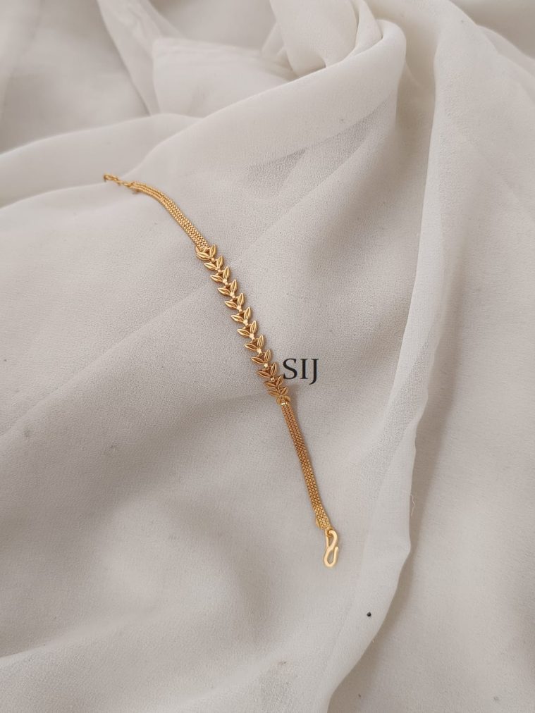 Gold Finish Leaf Design Chain Bracelet