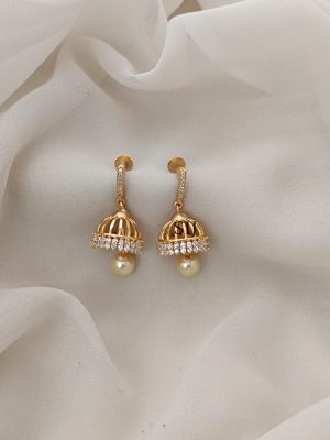 Gold Finish Back Screw Jhumkas