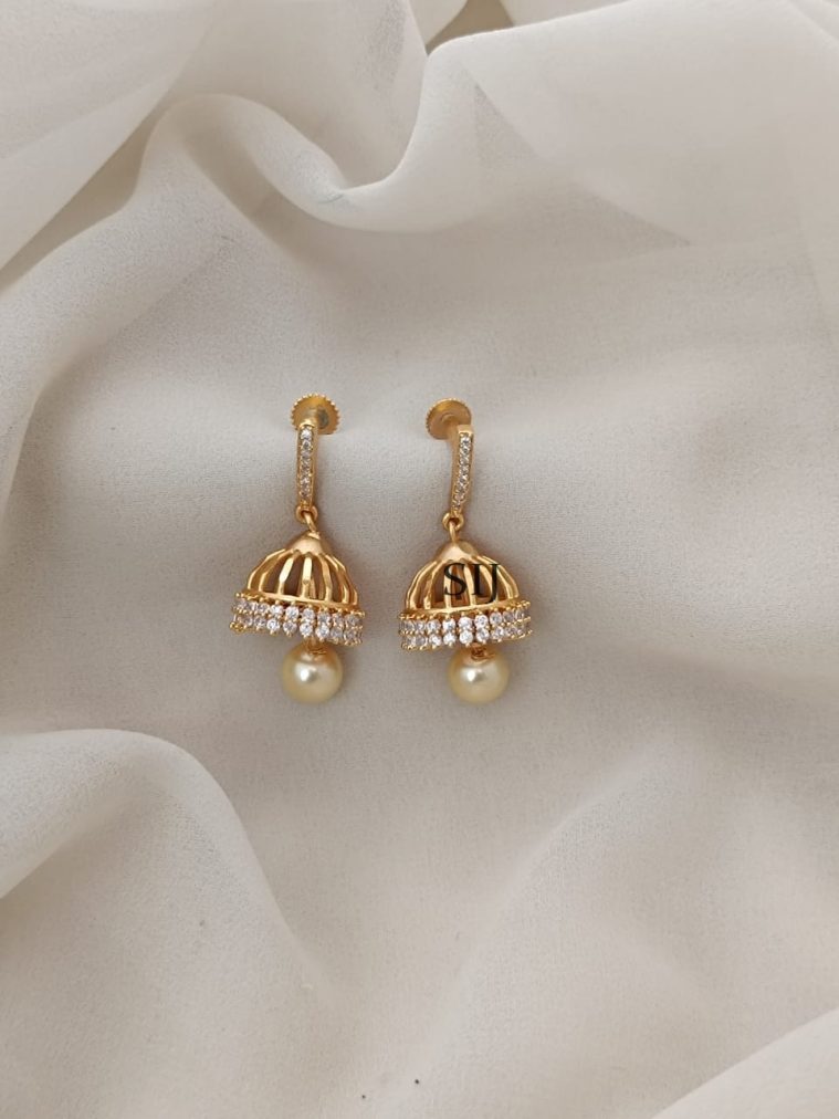 Gold Finish Back Screw Jhumkas
