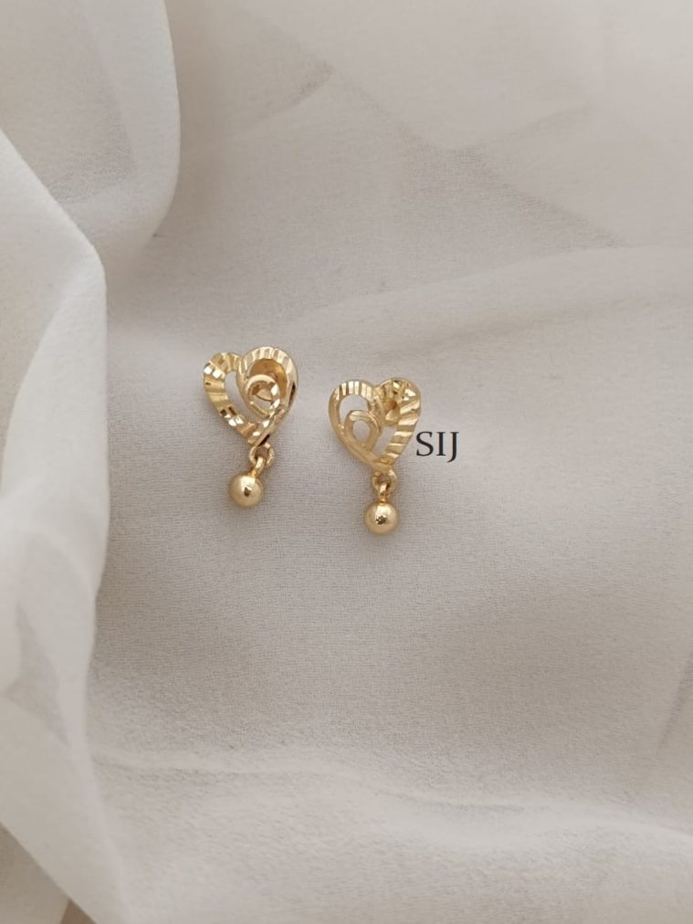 Gold Finish Heart Shape Earrings