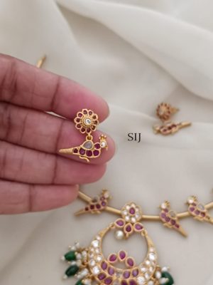 Gold Finish Peacock Pendant Hasli Necklace