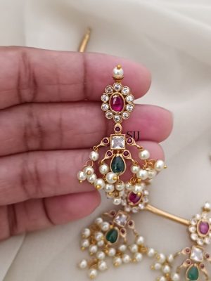 Artificial AD Stones Pearl Pendant Hasli Necklace