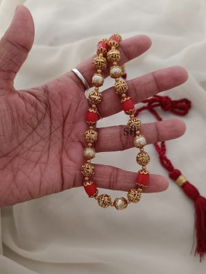 Gold Finish Coral Pearl Gold Ball Chain