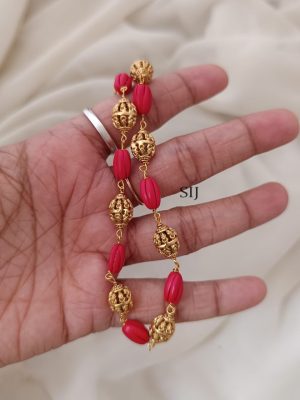 Gold Finish Coral And Gold Ball Chain