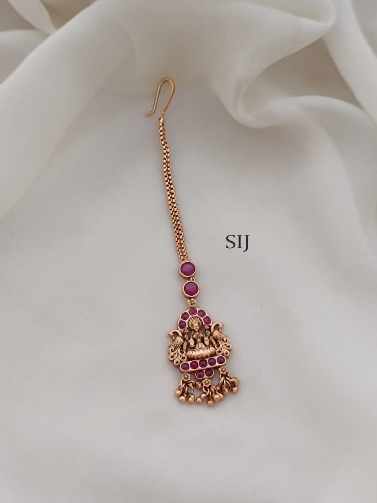 Antique Lakshmi With Ruby Stones Tikka