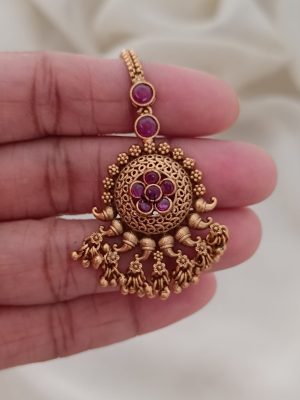 Imitation Ruby Stones Maang Tikka