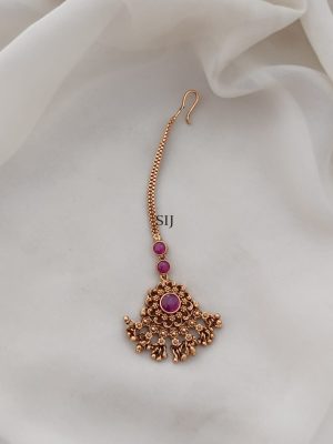 Matt Finish Ruby Stones Maang Tikka