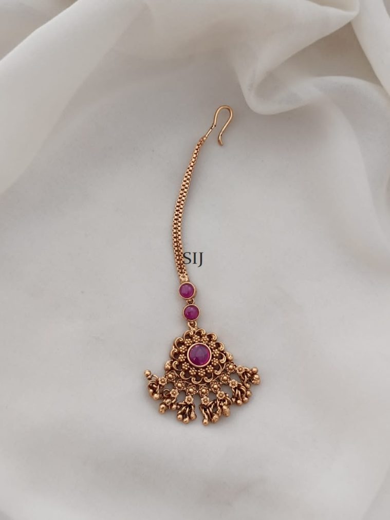 Matt Finish Ruby Stones Maang Tikka