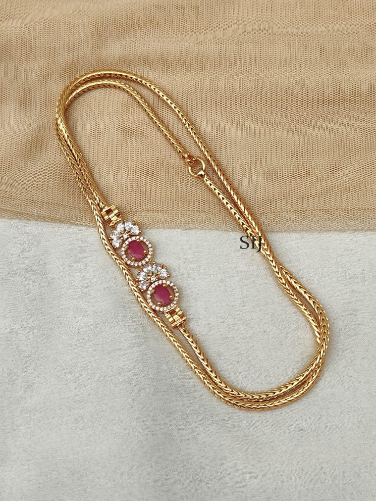 Imitation AD Stones Flower Mugappu Chain