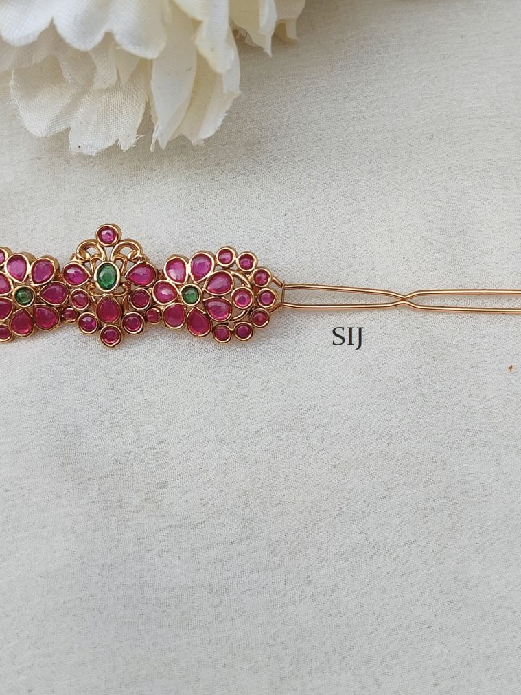 Gold Finish Kemp Stones Hair Clip