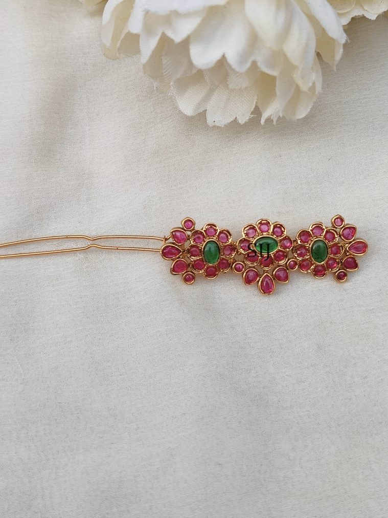 Gold Finish Kemp Stones Hair Clip