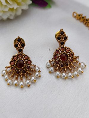 Gold Finish Red Stones Attigai Necklace