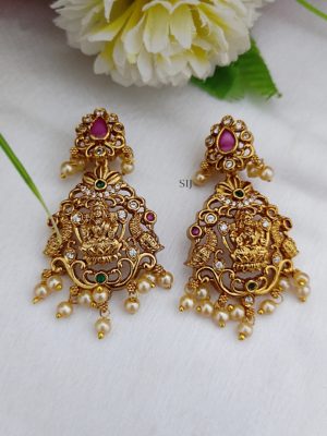 Traditional Lakshmi Devi and Peacock Long Necklace with Pearl Hanging