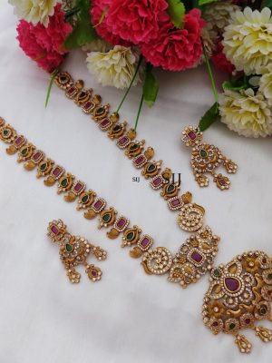 Gold Finish AD Stones Bridal Jewellery Set