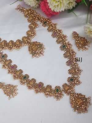 Gold Finish AD Lakshmi Pendant Bridal Jewellery Set