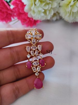 Imitation White And Ruby Stones Necklace