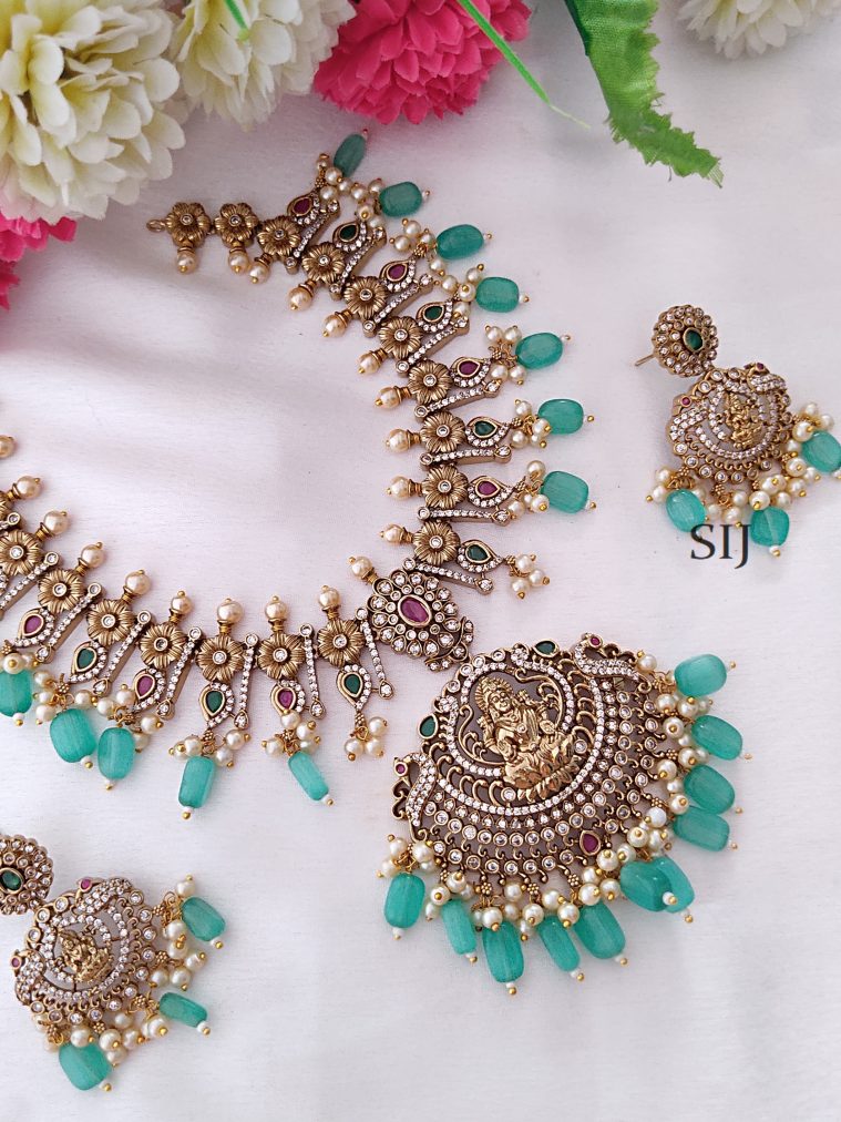Gold Finish Lakshmi AD Stones Necklace