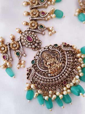 Gold Finish Lakshmi AD Stones Necklace