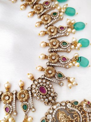 Gold Finish Lakshmi AD Stones Necklace