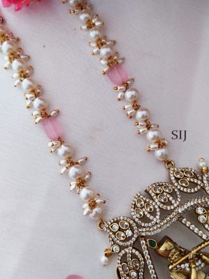 Gold Finish Pearl Temple Haram