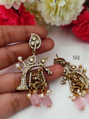 Gold Finish Pearl Temple Haram