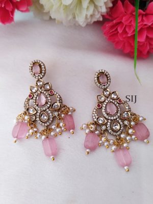 Matt Finish White Stones Pink Beaded Haram