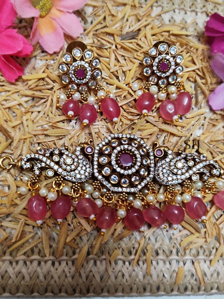 Victorian Polish Peacock Necklace Set