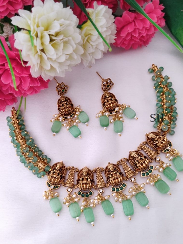 Matt Finish Lakshmi Necklace Set