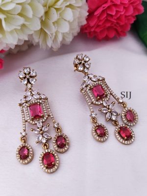 Imitation White And Ruby AD Stones Necklace
