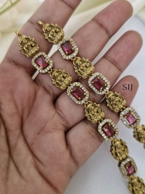 Traditional Lakshmi And White AD And Ruby Stones Haram