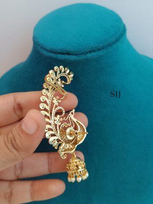 Gold Finish Peacock Earcuff Jhumkas