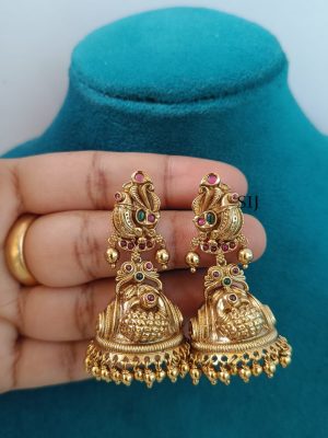 Gold Finish Peacock Jhumkas