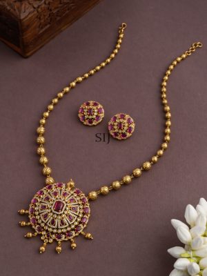 AD with Kemp Stone Ruby Pendant &Chain