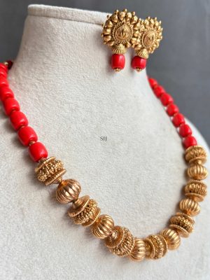 Antique Finish Coral Beads Necklace set