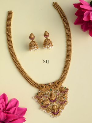 Antique Finish Dual Peacock Lakshmi Haram