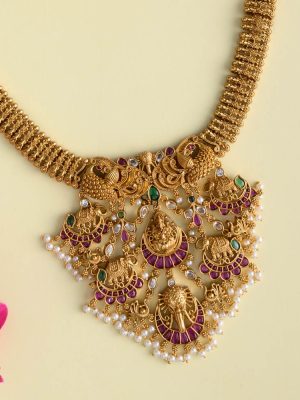 Antique Finish Dual Peacock Lakshmi Haram